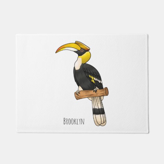 Great hornbill bird cartoon illustration deurmat (Voorkant)