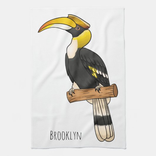 Great hornbill bird cartoon illustration theedoek (Verticaal)