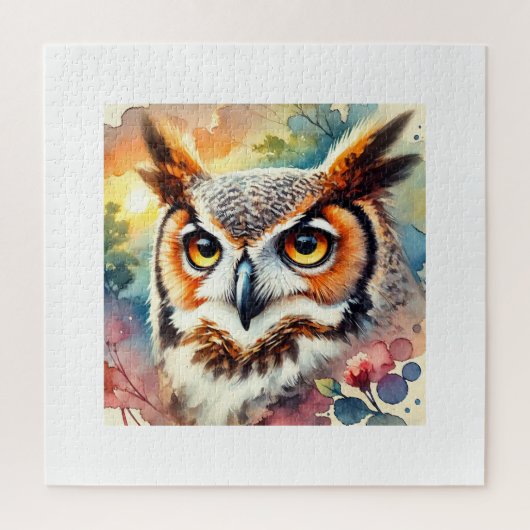 Great Horned Owl 200724AREF106 - Watercolor Legpuzzel (Verticaal)