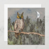 Great Horned Owl and Moon Blank Note Card Notitiekaartje (Voorkant / Achterkant)