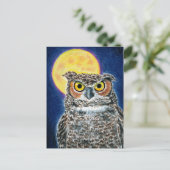 Great Horned Owl and Moon briefkaart (Staand voorkant)