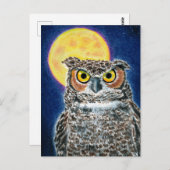 Great Horned Owl and Moon briefkaart (Voorkant / Achterkant)