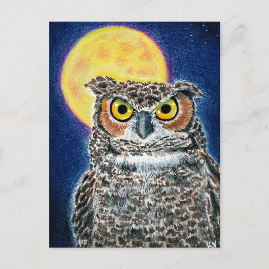 Great Horned Owl and Moon briefkaart (Voorkant)
