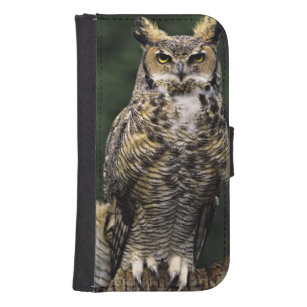 Great Horned Owl (Bubo virginianus), volledig lich Galaxy S4 Portefeuille Hoesje
