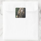 Great Horned Owl (Bubo virginianus), volledig lich Vierkante Sticker (Tas)