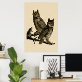 Great Horned Owl door John James Audubon Poster (Thuiskantoor)