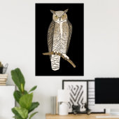 Great Horned Owl Drawing Art Poster (Thuiskantoor)