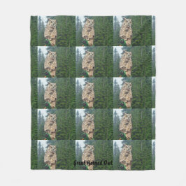 Great Horned Owl Fleece Blanket