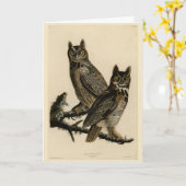 Great Horned Owl from Audubon's Birds of America Kaart (Gele Bloem)