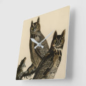 Great Horned Owl from Audubon's Birds of America Vierkante Klok (Hoek)