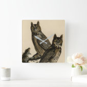 Great Horned Owl from Audubon's Birds of America Vierkante Klok (Huis)