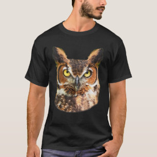 Great Horned Owl Head Owl Lover T-shirt