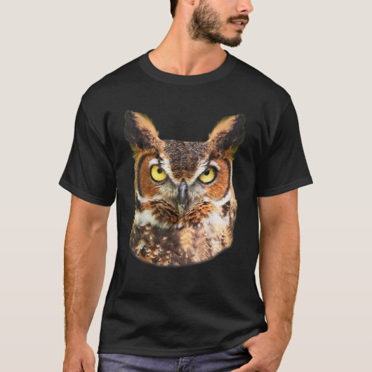 Great Horned Owl Head Owl Lover T-shirt (Voorkant)