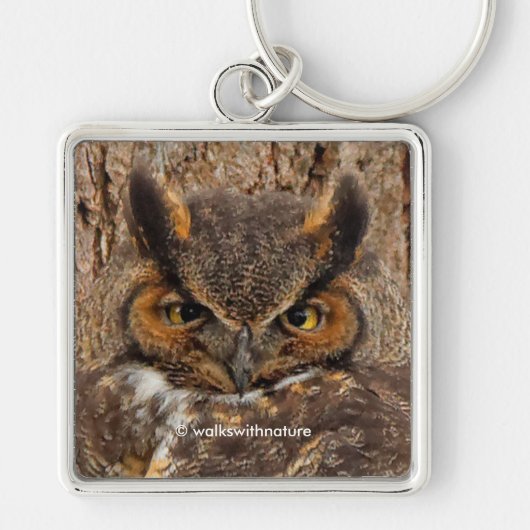 Great Horned Owl in Douglas Fir Tree Sleutelhanger (Voorkant)