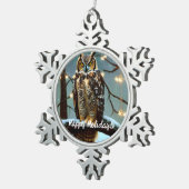 Great Horned Owl in Winter Tin Sneeuwvlok Ornament (Rechts)