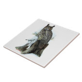 Great Horned Owl met sneeuwharing-konijnenschilder Tegeltje (Zijkant)
