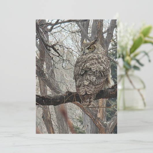 Great Horned Owl - nummer 3 Feestdagenkaart (Staand voorkant)