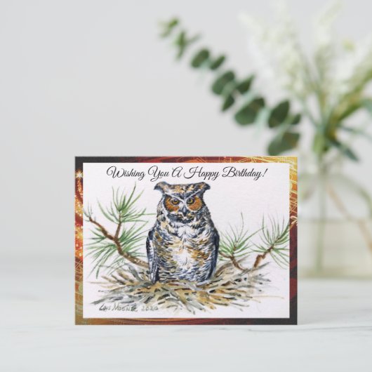 Great Horned Owl Postcard Greeting Briefkaart (Staand voorkant)