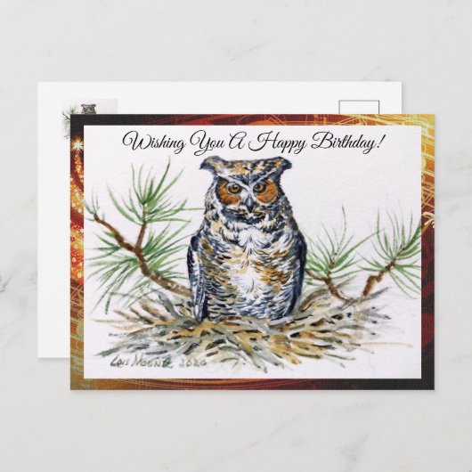 Great Horned Owl Postcard Greeting Briefkaart (Voorkant / Achterkant)