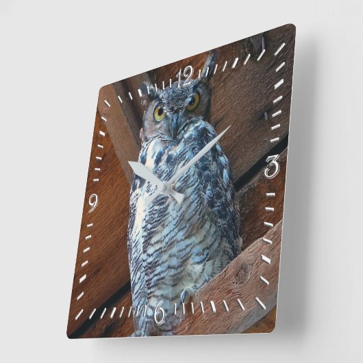Great Horned Owl Square Clock Vierkante Klok (Hoek)