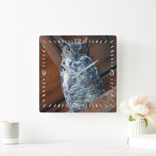 Great Horned Owl Square Clock Vierkante Klok