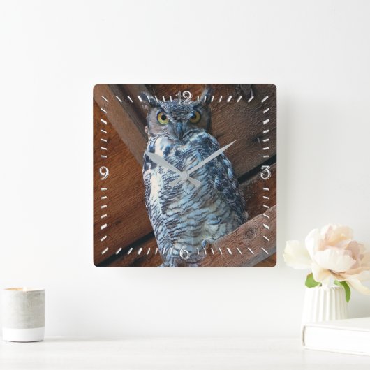 Great Horned Owl Square Clock Vierkante Klok (Huis)