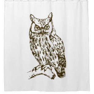 Great Horned Owl White Douchegordijn