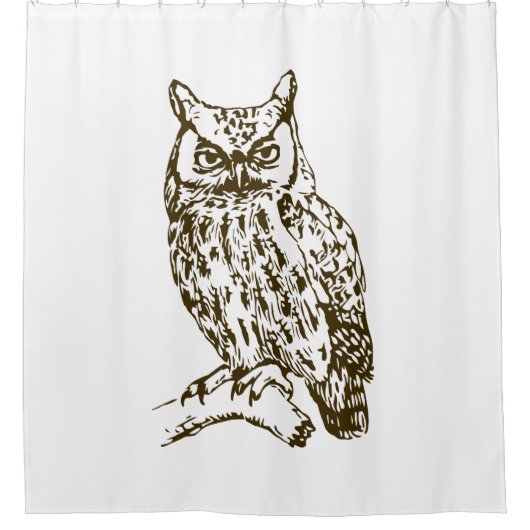 Great Horned Owl White Douchegordijn (Voorkant)
