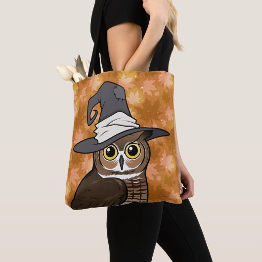 Great Horned Owl Witch! Tote Bag (Dichtbij)