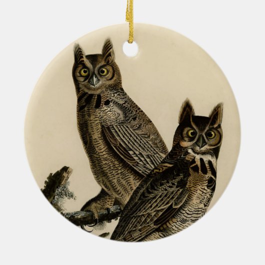 Great Horned Owls (door John James Audubon) Keramisch Ornament (Achterkant)