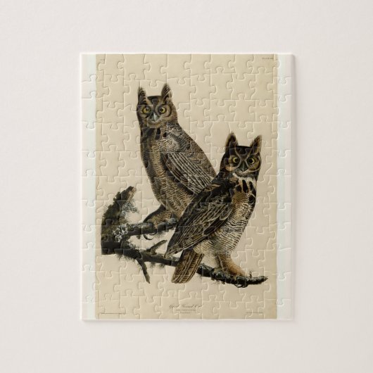 Great Horned Owls (door John James Audubon) Legpuzzel (Verticaal)