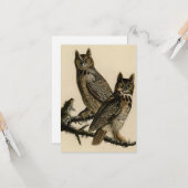 Great Horned Owls (J.J. Audubon) Kaart (Voorkant / Achterkant in situ)
