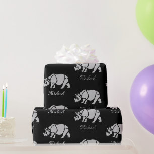 Great Indian Rhinoceros The Unicorn Rhino Monogram Cadeaupapier