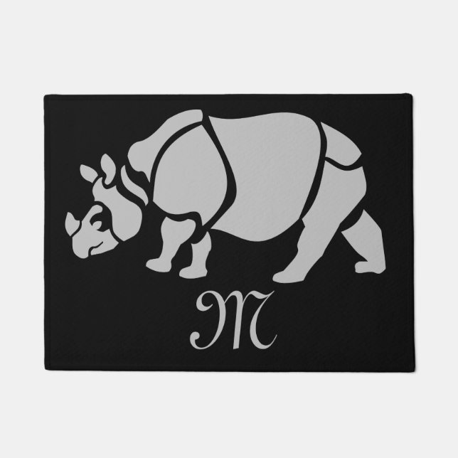 Great Indian Rhinoceros The Unicorn Rhino Monogram Deurmat (Voorkant)
