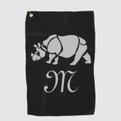 Great Indian Rhinoceros The Unicorn Rhino Monogram Golfhanddoek (Voorkant)