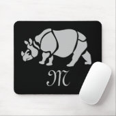 Great Indian Rhinoceros The Unicorn Rhino Monogram Muismat (Met muis)