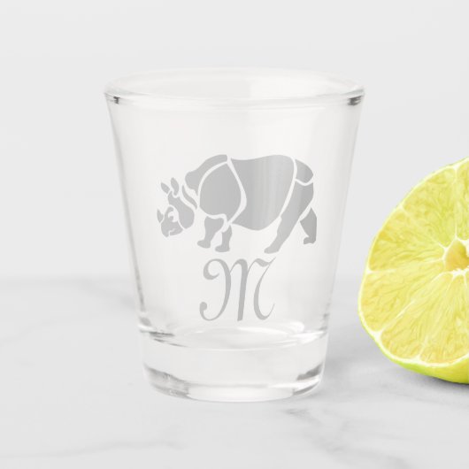 Great Indian Rhinoceros The Unicorn Rhino Monogram Shot Glas (Voorkant)