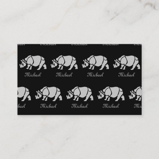 Great Indian Rhinoceros The Unicorn Rhino Monogram Visitekaartje (Voorkant)
