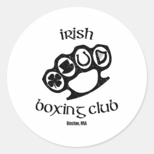 Great Irish Boxing Mannen Club Boston Fighting Pub Ronde Sticker