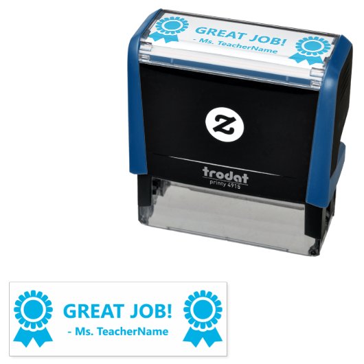 "GREAT JOB!" + Eigen aanspreeknaam Rubberstempel Zelfinktende Stempel (In situ)