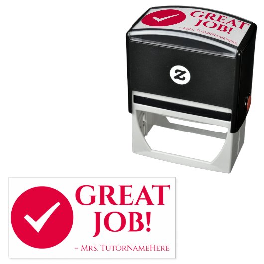 "GREAT JOB!" + Schoolleraar Naam Rubberstempel Zelfinktende Stempel (In situ)