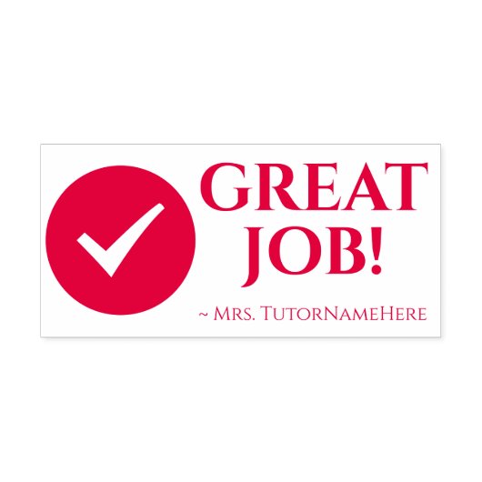 "GREAT JOB!" + Schoolleraar Naam Rubberstempel Zelfinktende Stempel (Design)