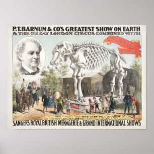 Great Jumbo's Skeleton - P.T. Barnum Circus Poster