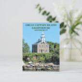 Great Kapitein Island Lighthouse, CT Briefkaart (Staand voorkant)