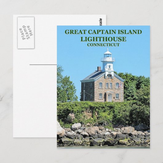 Great Kapitein Island Lighthouse, CT Briefkaart (Voorkant / Achterkant)