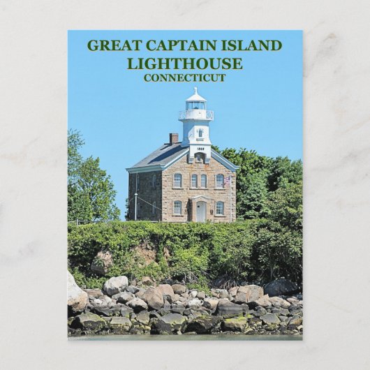 Great Kapitein Island Lighthouse, CT Briefkaart (Voorkant)
