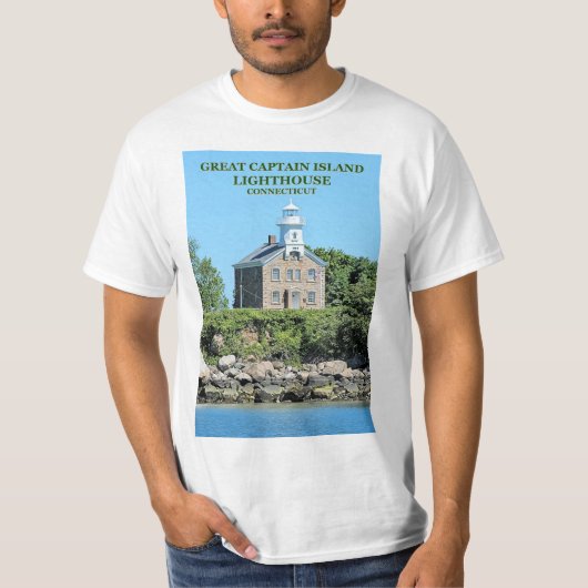 Great Kapitein Island Lighthouse, CT T-Shirt (Voorkant)