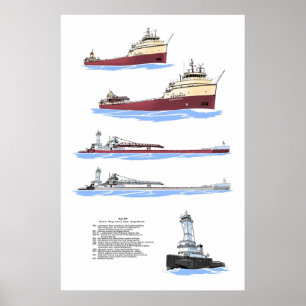 Great Lake Freighter Reserve/ Barge Maumee histori Poster