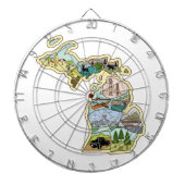 Great Lake State Michigan Vintage Illustrated Map Dartbord (Voorkant)
