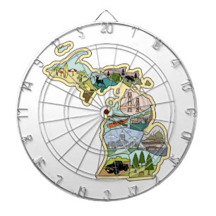 Great Lake State Michigan Vintage Illustrated Map Dartbord